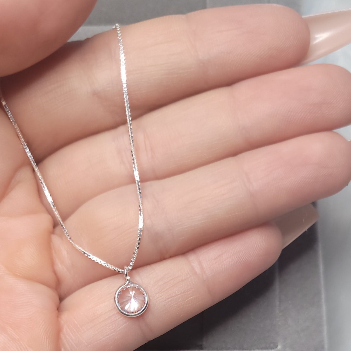 Colar veneziano pingente de cristal lapidado 40CM