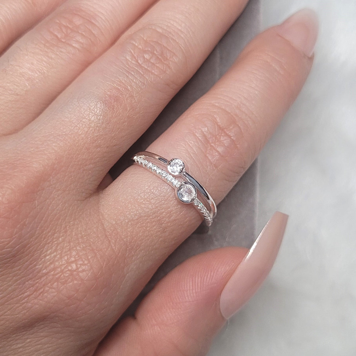 Anel fios zircônia liso/cravejado