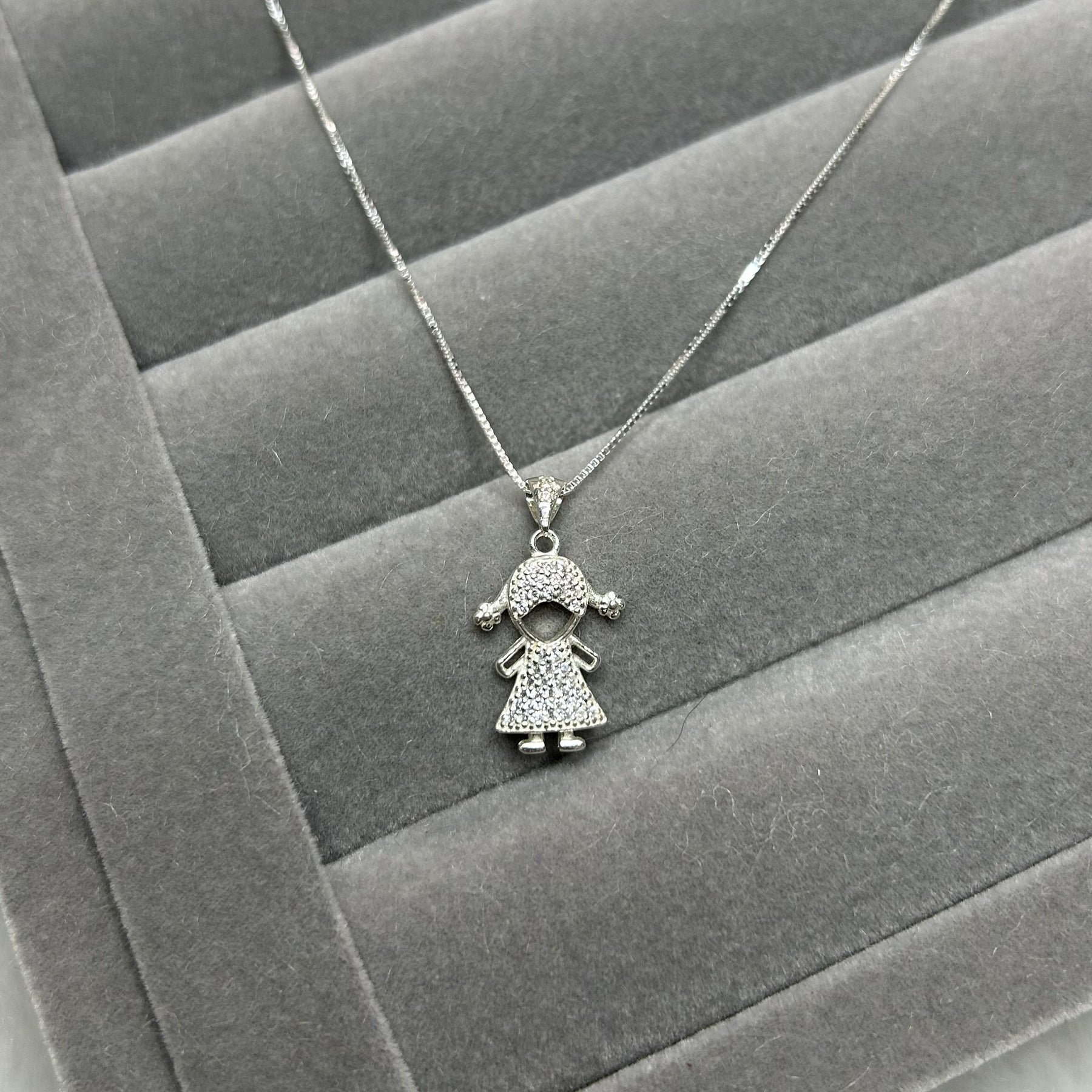 Colar veneziano menina cravejado de zircônia 40cm