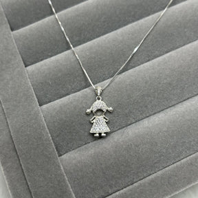 Colar veneziano menina cravejado de zircônia 40cm