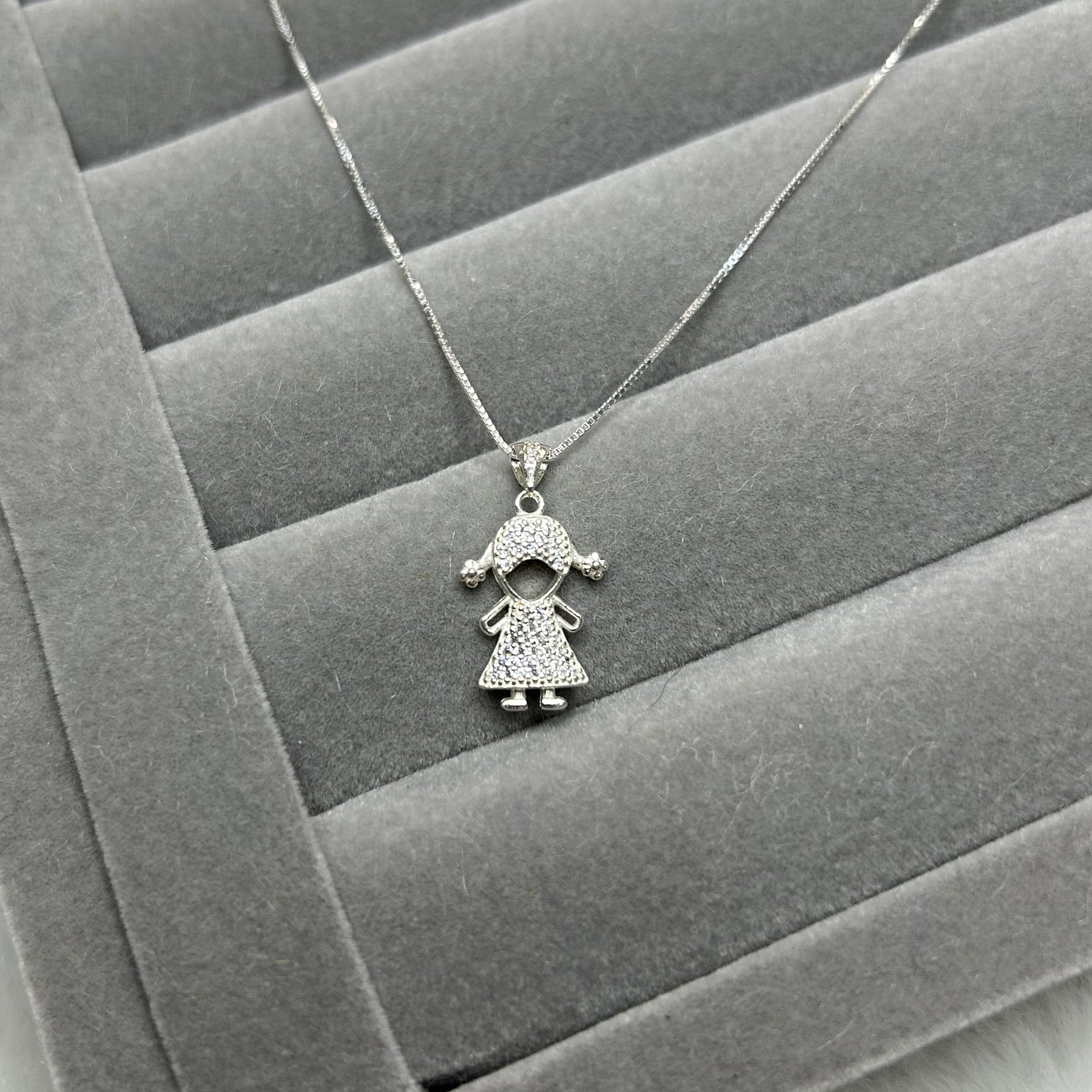 Colar veneziano menina cravejado de zircônia 40cm