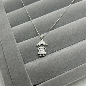 Colar veneziano menina cravejado de zircônia 40cm