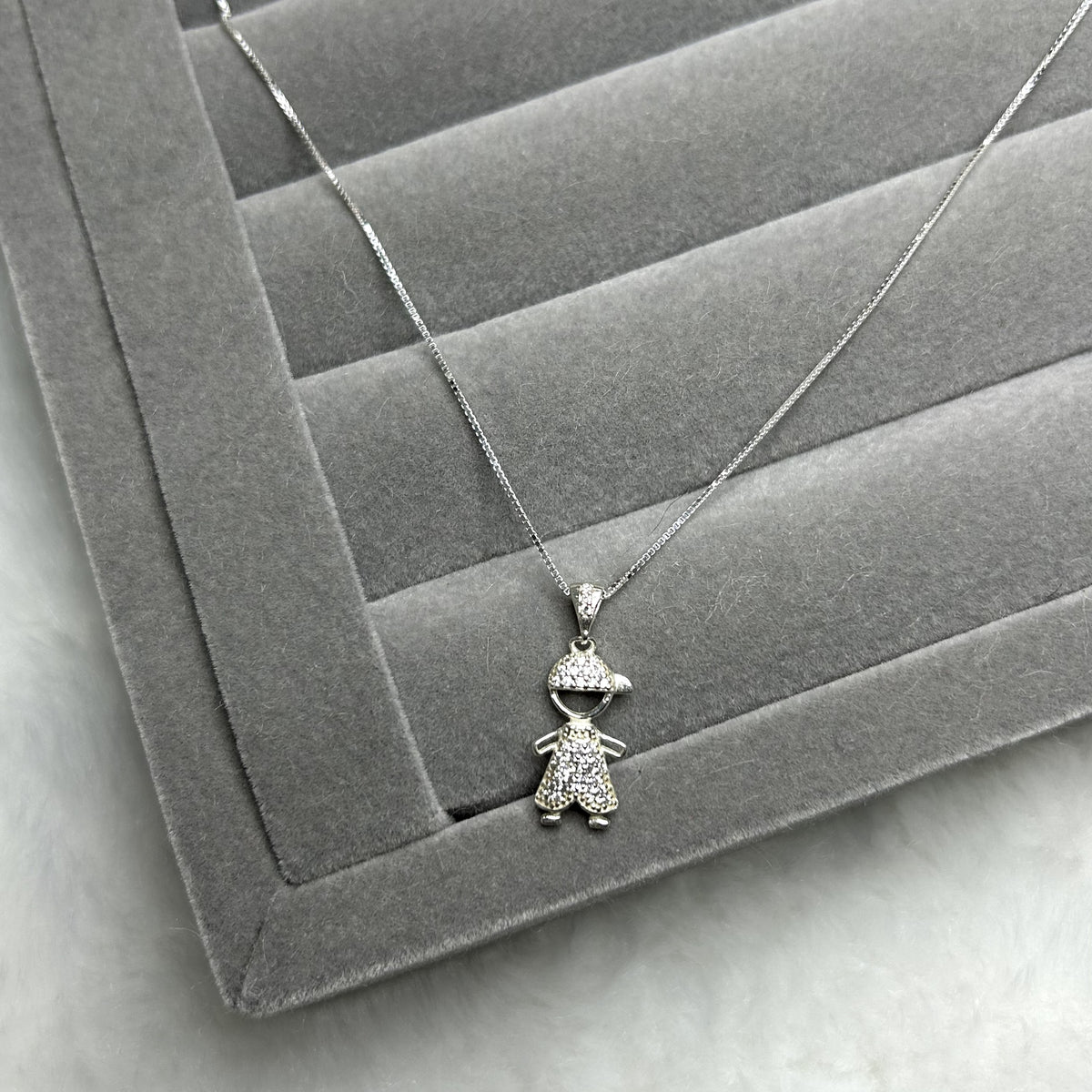 Colar veneziano menino cravejado de zircônia 40cm