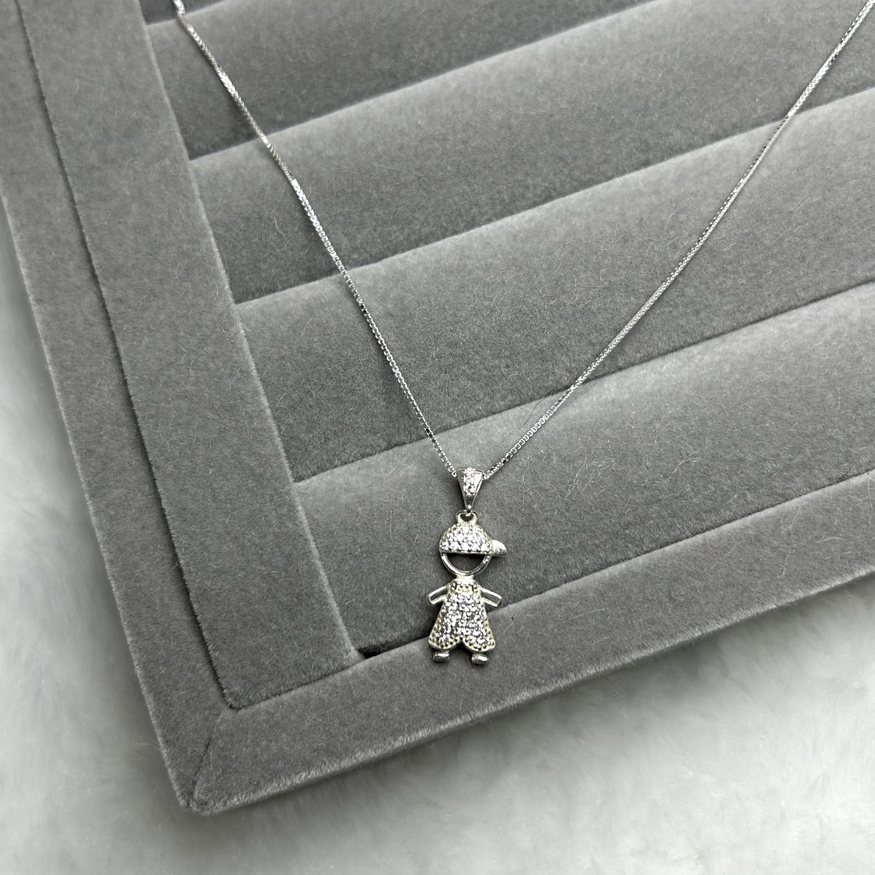 Colar veneziano menino cravejado de zircônia 40cm