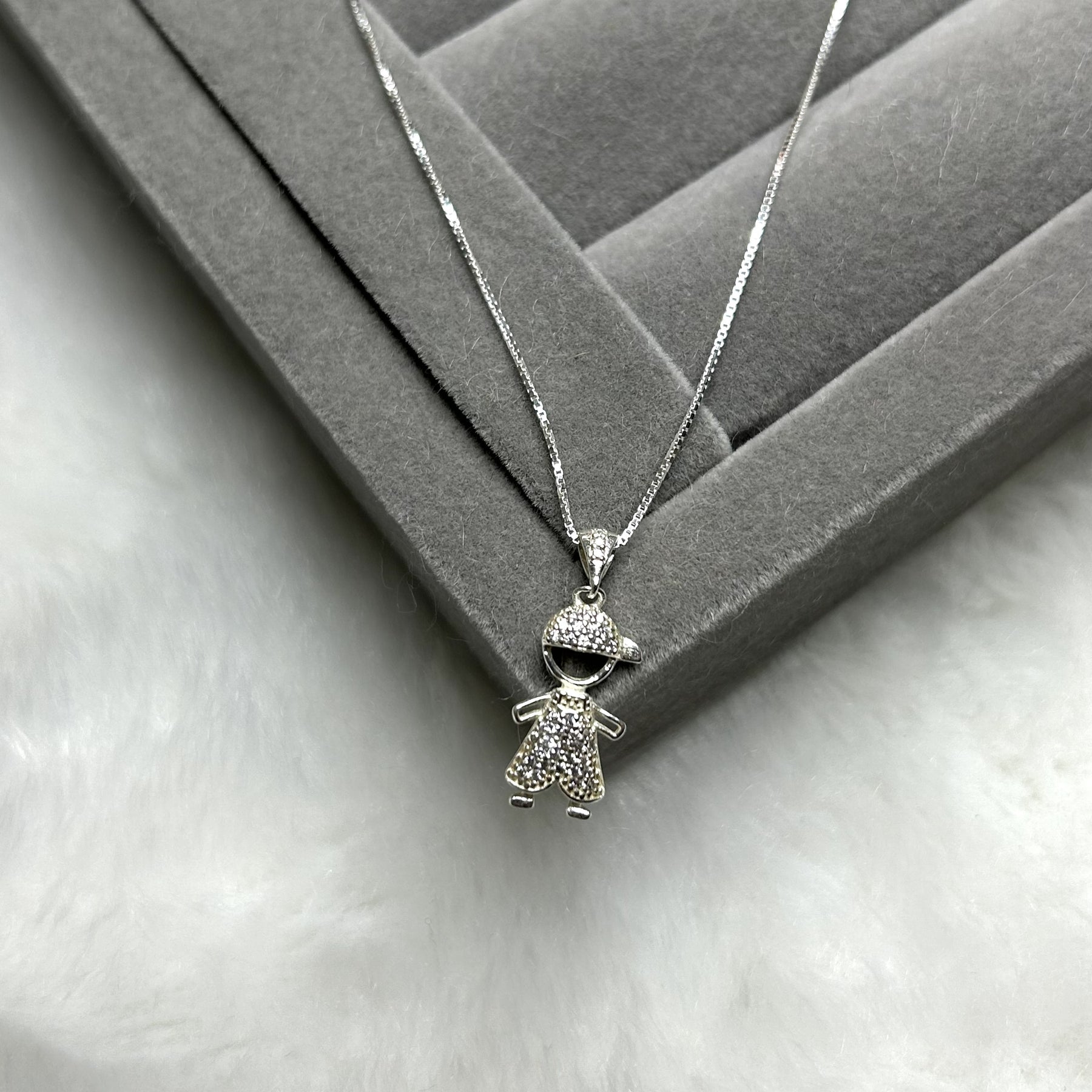 Colar veneziano menino cravejado de zircônia 40cm