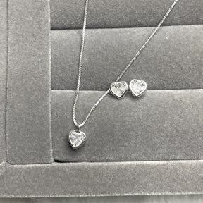 Conjunto Colar Ponto de Luz Coração e Brincos