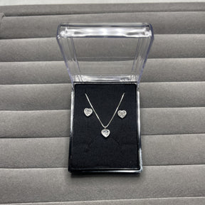 Conjunto Colar Ponto de Luz Coração e Brincos